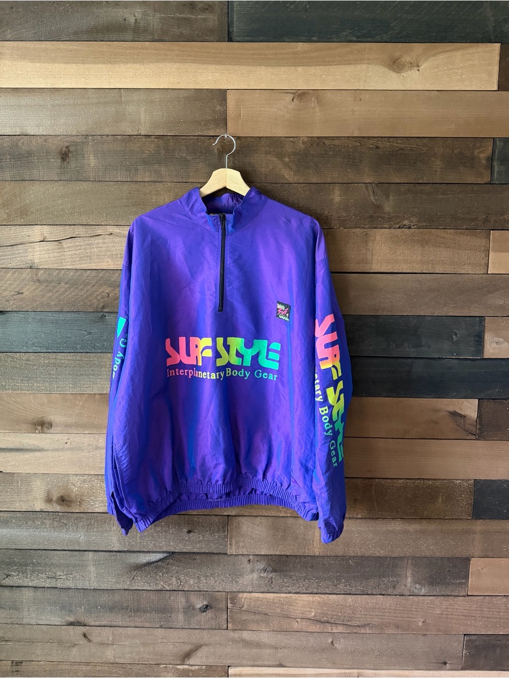 Vintage 90s Surf Style Interplanetary Body Gear Windbreaker Half Zip Jacket USA - Picture 8 of 12